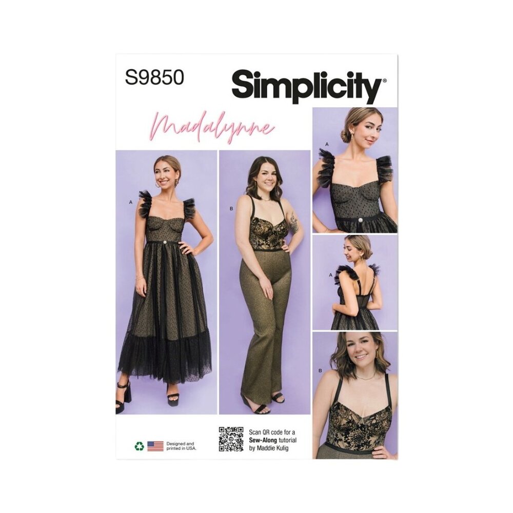 Simplicity Pattern 9850 Madalynne Intimate Corset Dress Jumpsuit Size XS-XL New